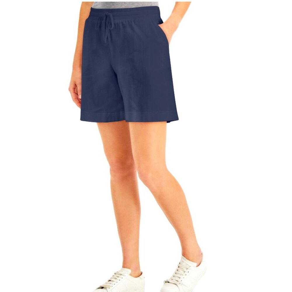 NEW Karen Scott Sport Shorts PP 0-2 size‎ intrepid  Blue Cotton Blend Drawstring